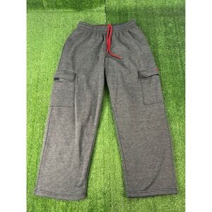 Pony Mens Gray Cargo Sweatpants Fleece Lined Relaxed Fit Large Baggy Joggers